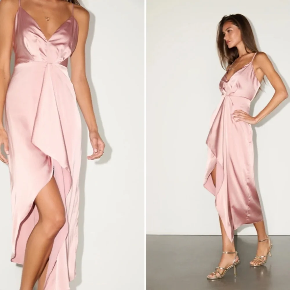 LULUS Chic Satin Party Wedding Elegant Sexy Classy Formal Event